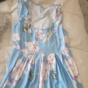 Sleeveless Floral Dress in Blue and Pink